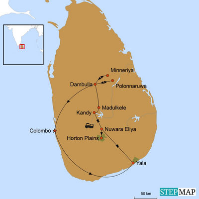 Sri Lanka Reise, Zauberhaftes Sri Lanka - Intensiv erleben, Karte