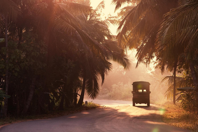 Straße in Sri Lanka, Länderkombination, Auto, Sunset